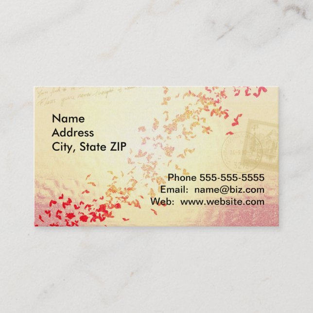 Falling love hearts business card (Front)