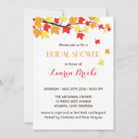Falling Maple Leaves Autumn Invitation White
