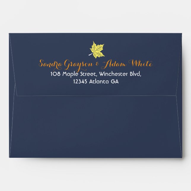 Falling Maple Leaves Envelope for Autumn Wedding (Back (Top Flap))