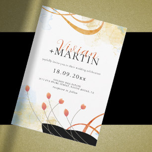 Falling Melody Poetic Watercolor Floral Wedding Invitation