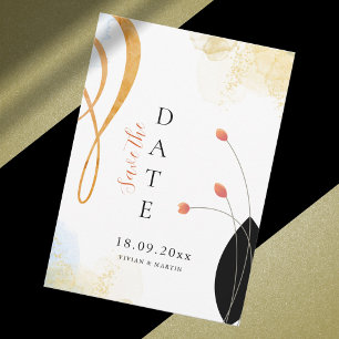 Falling Melody Watercolor Floral Save The Date Invitation