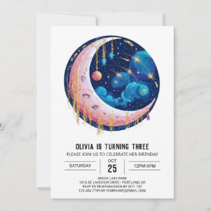 Falling Nebula Stars Digital Birthday Invitation