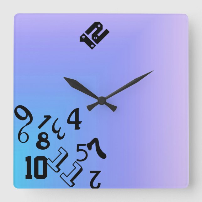Falling Numbers Square Wall Clock (Front)