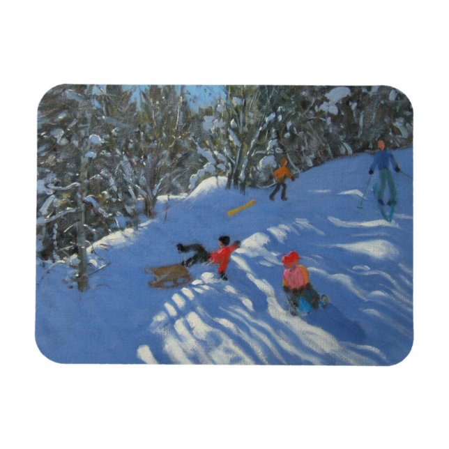 Falling off the Sledge Morzine Magnet (Horizontal)