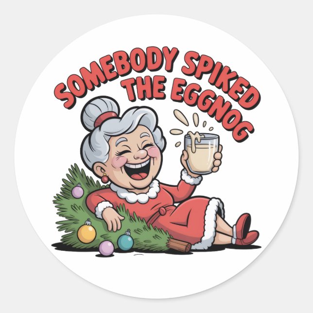 FALLING ON THE CHRISTMAS TREE  CLASSIC ROUND STICKER (Front)