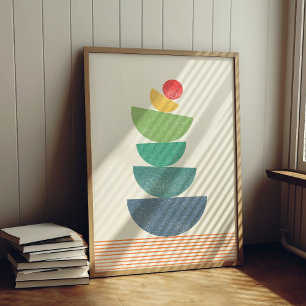 Falling orange abstract mid century poster