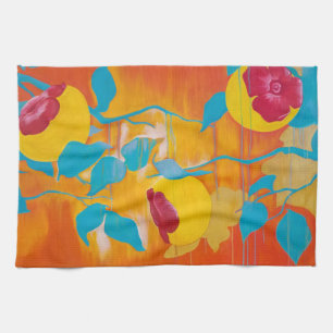 Falling Persimmons in Yellow Tea Towel