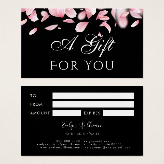 Falling petals gift card (Front & Back)