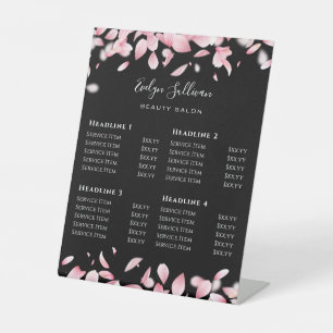 Falling petals price list pedestal sign