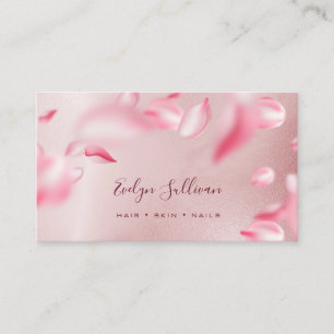 Falling Petals Rose Gold Foil business card
