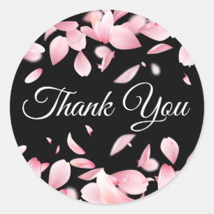 Falling Petals Thank You Classic Round Sticker