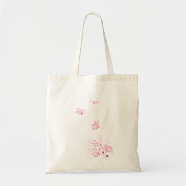 falling pink cherry blossom flower watercolor 2019 tote bag (Front)