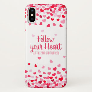 Falling Pink & White Hearts iPhone X Case