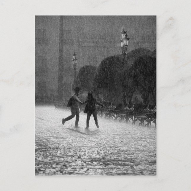 Falling Rain in Downtown Leon Guanajuato Mexico Postcard (Front)