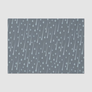 Falling Raindrops Cute Rainy Day Dark Grey Tissue Paper