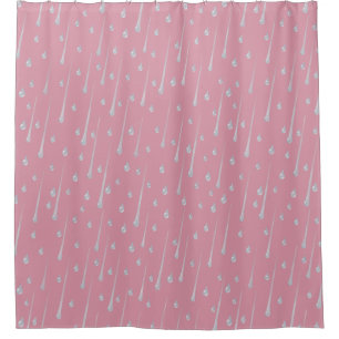 Falling Raindrops Cute Rainy Day Rose Pink Shower Curtain