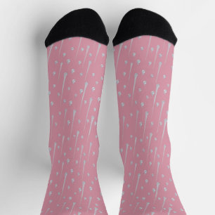 Falling Raindrops Cute Rainy Day Rose Pink Socks