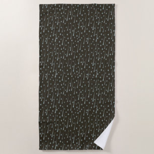 Falling Raindrops Cute Rainy Day Sepia Brown Beach Towel
