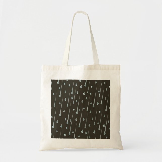 Falling Raindrops Cute Rainy Day Sepia Brown Tote Bag (Front)