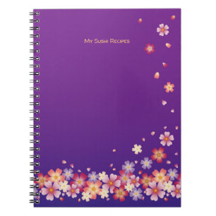 Falling Sakura Blossoms Blue & Purple Personalised Notebook