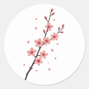 Falling Sakura Blossoms Classic Round Sticker