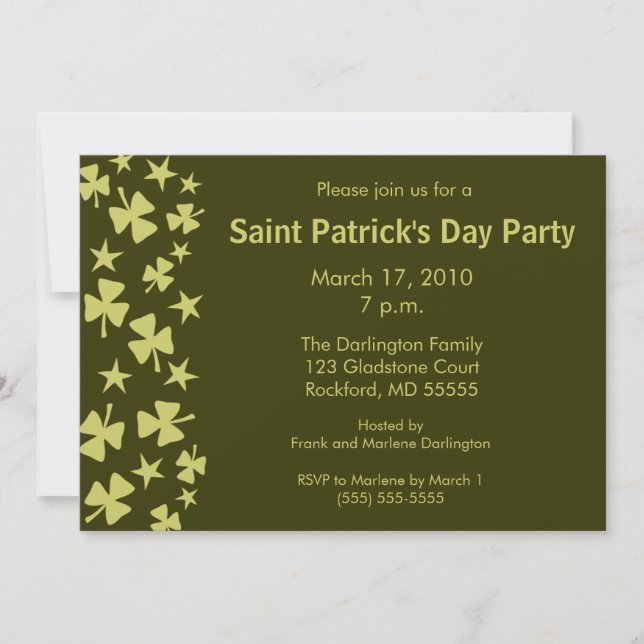 Falling Shamrocks & Stars Party Invitation (Front)