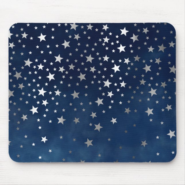 Falling Silver Stars Celestial  Mouse Mat (Front)