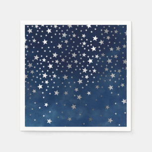 Falling Silver Stars Celestial Napkin