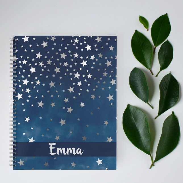 Falling Silver Stars Celestial Personalised Bullet Notebook (Creator Uploaded)