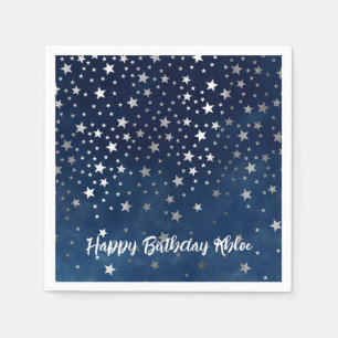 Falling Silver Stars Personalised Party Napkin