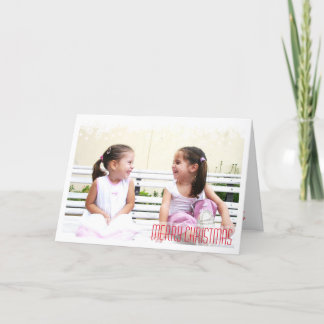 Falling snow flakes white border holiday photo card