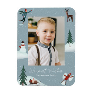 Falling Snow Whimsical Holiday Photo Magnet
