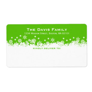 Falling snowflakes green white shipping address