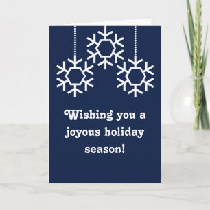 Falling Snowflakes Holiday Card, Dark Blue Card