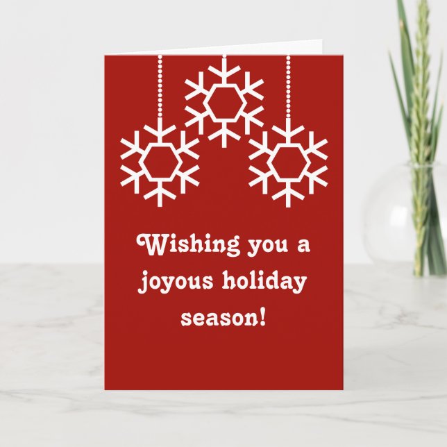 Falling Snowflakes Holiday Card, Dark Red Card (Front)