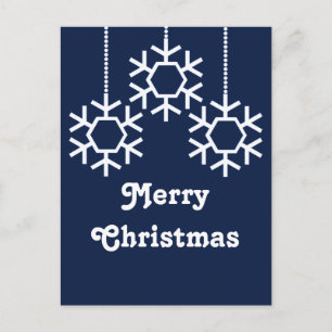 Falling Snowflakes Holiday Postcard, Dark Blue Postcard