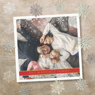 Falling Snowflakes Personalised Photo Name Napkin