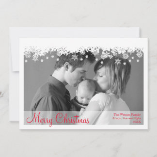 Falling snowflakes white border holiday photo card