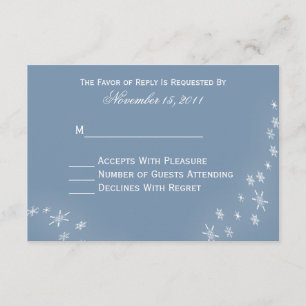 Falling Snowflakes Winter Wedding RSVP Cards