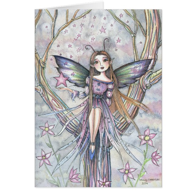 Falling Star Fairy Blank Card by Molly Harrison (Front)