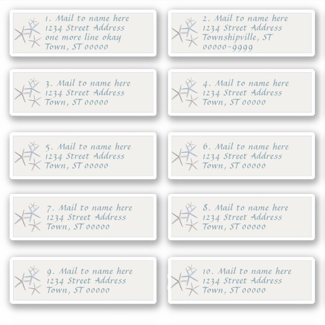 Falling Starfish Individual Mailing Address Labels (Front)