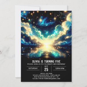 Falling Stars Celestial Digital Birthday Invitation