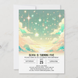 Falling Stars Modern Celestial Digital Birthday Invitation