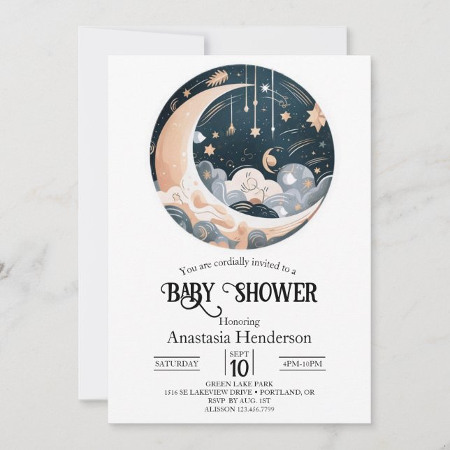 Falling Stars Nebula Stars Baby Shower Invitation (Front)