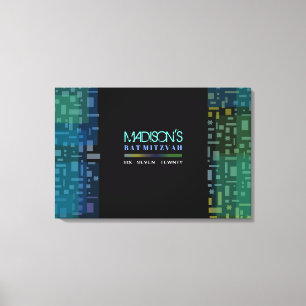 FALLING STARS & SQUARES Bat Mitzvah Sign In Board