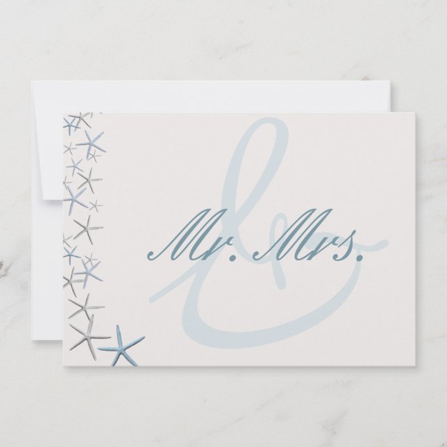 Falling Stars Starfish Wedding Newlyweds Gift Than Thank You Card (Front)