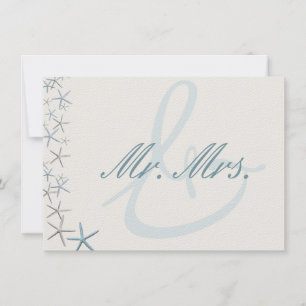 Falling Stars Starfish Wedding Newlyweds Gift Than Thank You Card