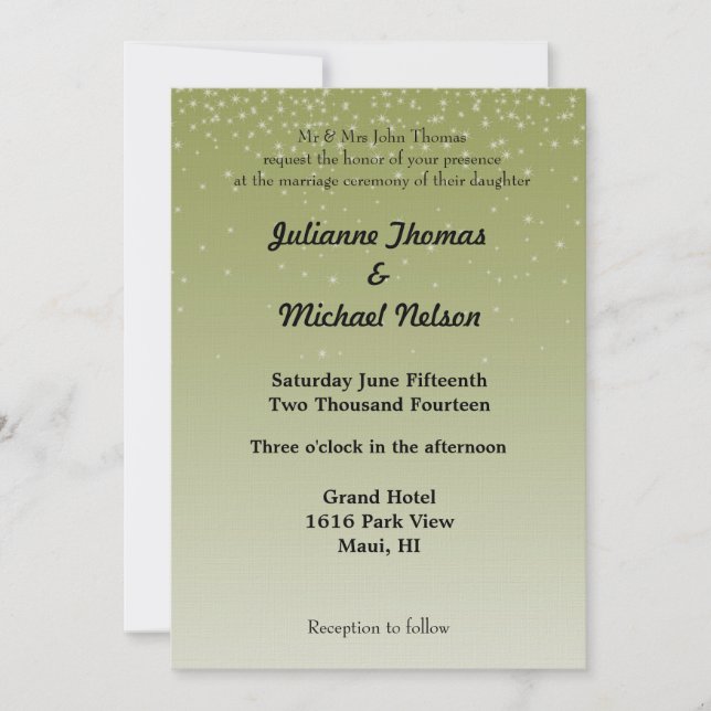 Falling Stars Yellow Wedding Invitation (Front)