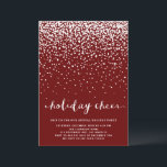 Falling White Snow | Red Holiday Party Invitation<br><div class="desc">Customisable holiday invitation featuring featuring falling snow,  whimsical script,  stars and snowflakes. Matching items and other colours are available.</div>