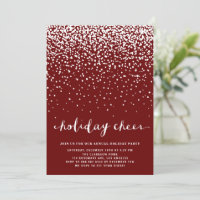 Falling White Snow | Red Holiday Party Invitation